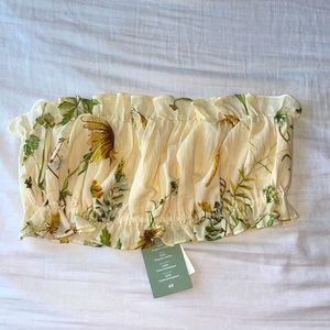 Yellow floral scrunchie crop/tube top